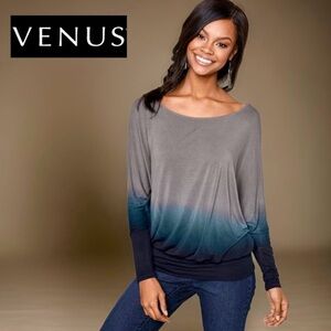 VENUS Gray to Teal Ombre Dolman Sweatshirt